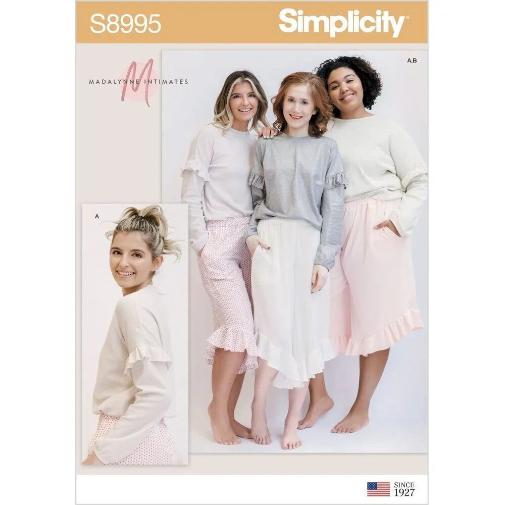 Lounge Pants Knit Top Sewing Pattern Simplicity S8995 XS-XL Madalynne Intimates‎
